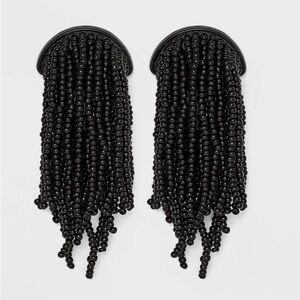 NWT SUGARFIX by BaubleBar Beaded Fringe Studs Statement Earrings - Black